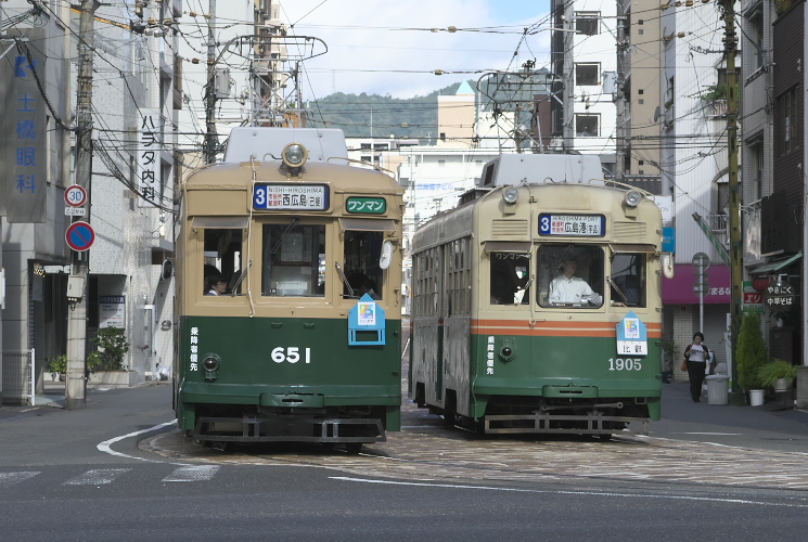 広島電鉄６５０形，１９００形（６５１，１９０５）小網町～土橋